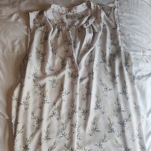 LOFT White Mandarin Collar Blouse